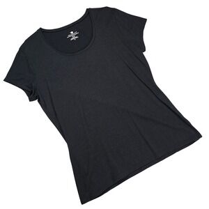 Seg'ments Womens Merino Wool T-Shirt Black Short Sleeve Scoop Neck Size XL